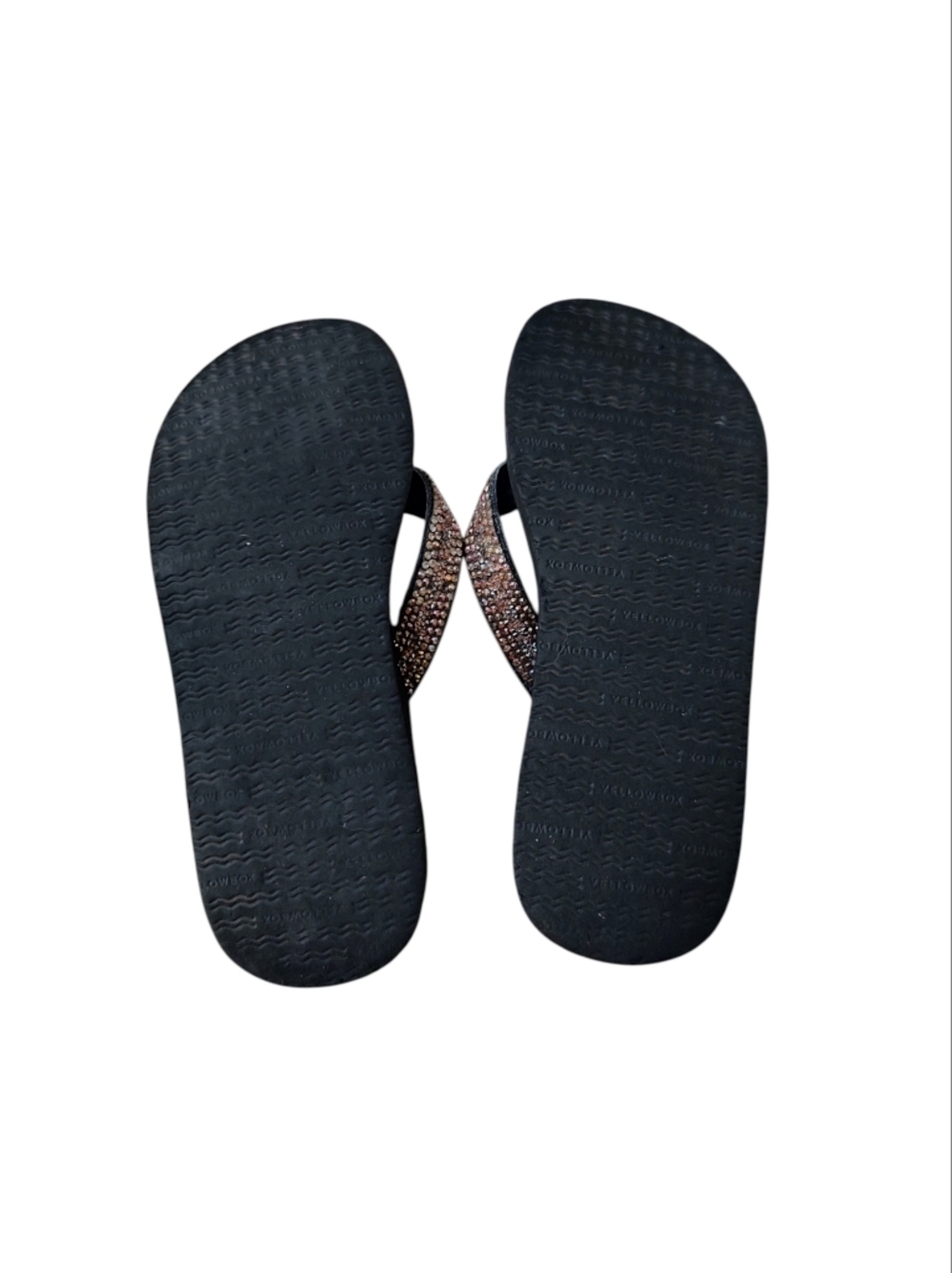 Yellowbox Amor Black Flip Flop Sandals with Rhinestone Straps - Picture 3 of 3
